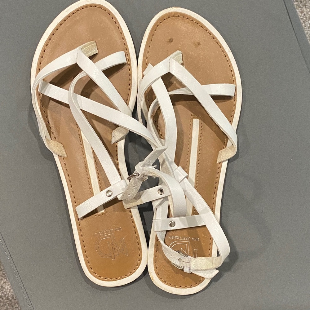 New Directions White Strappy Sandals